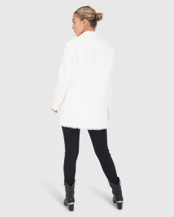 New Belle & Bloom Young Blood Frayed Edge Blazer - Cream