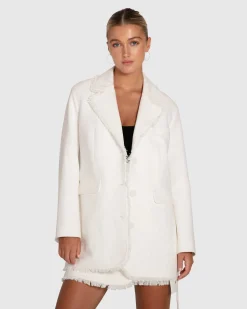 New Belle & Bloom Young Blood Frayed Edge Blazer - Cream