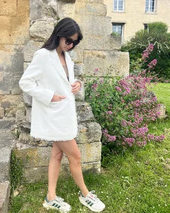 New Belle & Bloom Young Blood Frayed Edge Blazer - Cream
