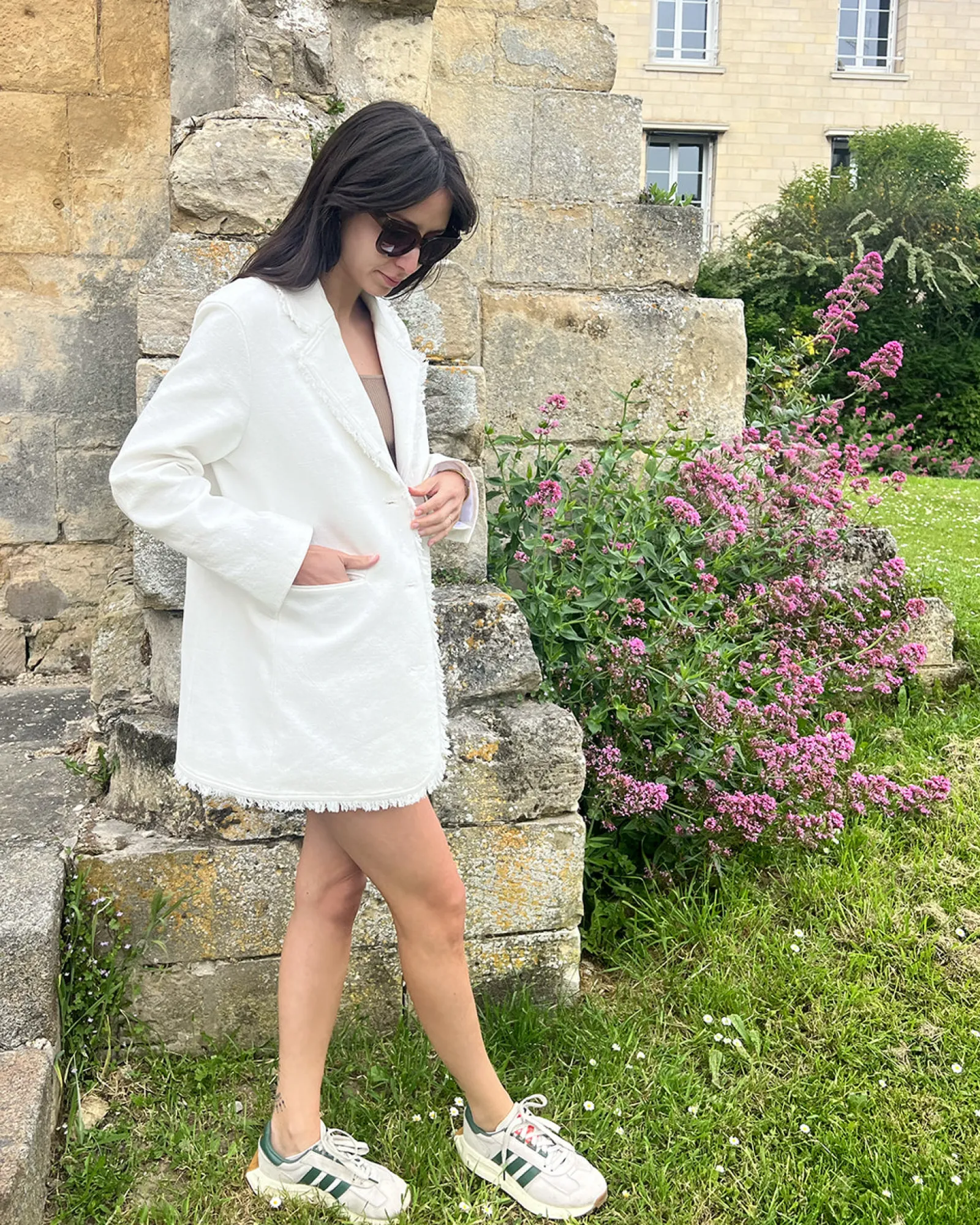 New Belle & Bloom Young Blood Frayed Edge Blazer - Cream